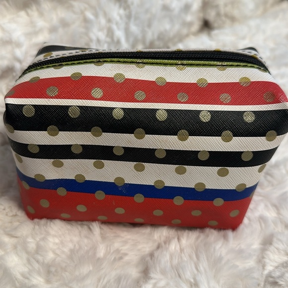 Stella & Dot Crazy Stripe Pouf Makeup Zipper Bag - Picture 4 of 10